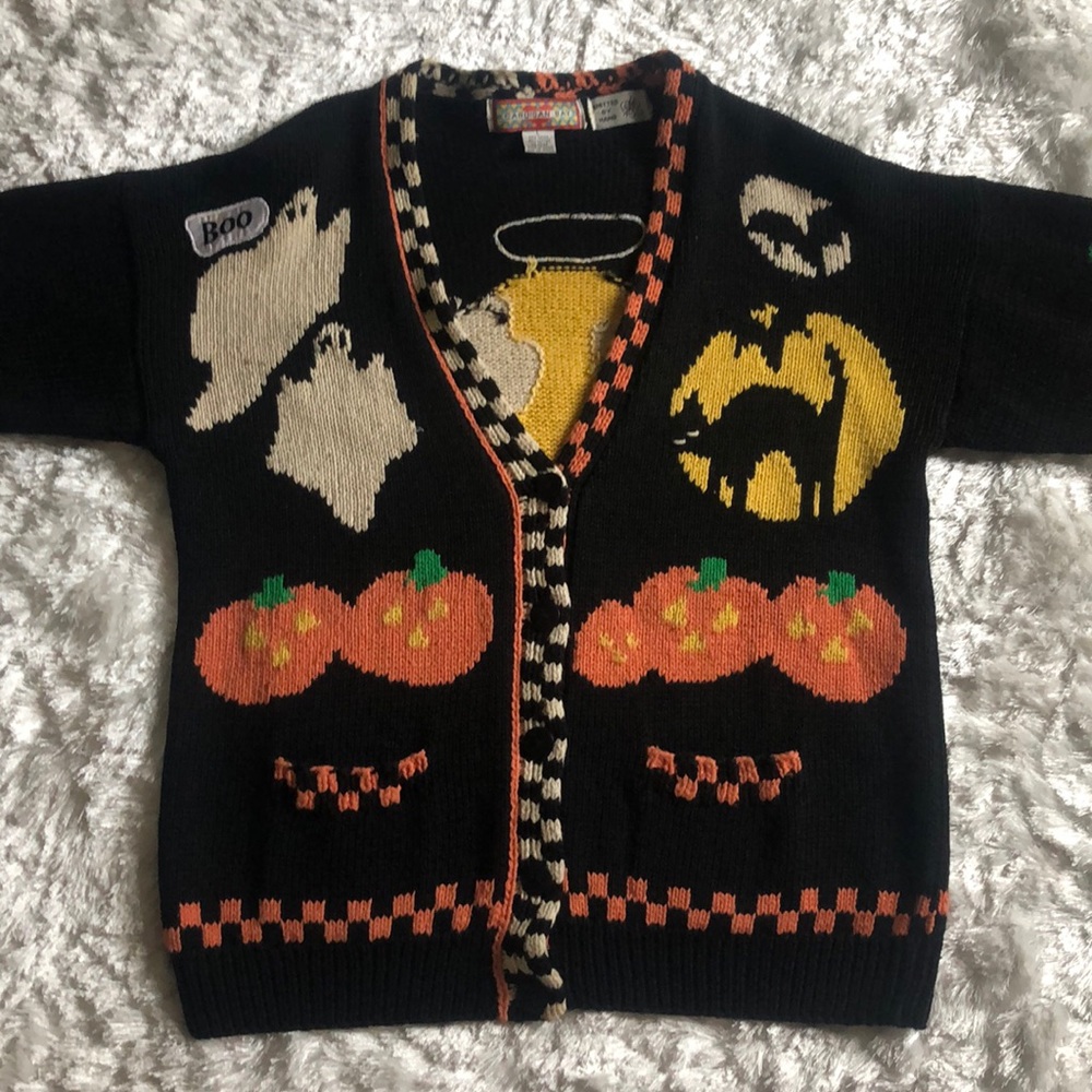Hand knit Halloween Cardigan